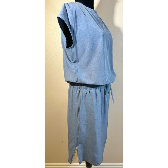 NWOT Albion Fit Going Places Light Chambray Cap Sleeve Dress Large - Picture 4 of 13